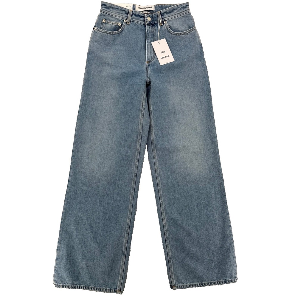 Won Hundred Kiri Wash 4 Denim Jeans W28 L34 Light Wash Wide Leg Made in Italy